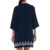 imageBack From Bali Womens Boho Embroidered Swimsuit Cover Up Loose Fit Casual Tunic Top Dress Resort WearNavy