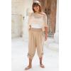 imageBack From Bali Womens Boho Wide Leg Loose Pants Cropped Rayon Summer Beach Pants Smocked Waist S4XLBeige