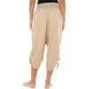 imageBack From Bali Womens Boho Wide Leg Loose Pants Cropped Rayon Summer Beach Pants Smocked Waist S4XLBeige
