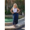 imageBack From Bali Womens Boho Wide Leg Loose Pants Cropped Rayon Summer Beach Pants Smocked Waist S4XLNavy