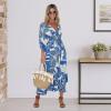 imageBack From Bali Womens Casual Boho Dress Long Maxi Flowy Dresses with Deep V Neck Summer SundressCool Turquoise