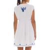 imageBack From Bali Womens Dress Boho Embroidered Sleeveless Summer Sundress Deep V Neck Midi Short DressWhite