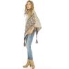 imageBack From Bali Womens Knit Sweater Cape Boho Soft T Neck Cowl Neck Poncho TasselsBeige