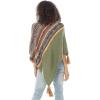 imageBack From Bali Womens Knit Sweater Cape Boho Soft T Neck Cowl Neck Poncho TasselsColorful Olive