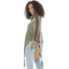 imageBack From Bali Womens Knit Sweater Cape Boho Soft T Neck Cowl Neck Poncho TasselsColorful Olive