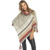 imageBack From Bali Womens Knit Sweater Cape Boho Soft T Neck Cowl Neck Poncho TasselsGrey Natural