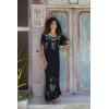 imageBack From Bali Womens Long Mexican Embroidered Dress Maxi Boho Floral Summer Short Sleeve Kaftan RayonBlack