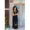 imageBack From Bali Womens Long Mexican Embroidered Dress Maxi Boho Floral Summer Short Sleeve Kaftan RayonBlack