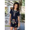 imageBack From Bali Womens Mexican Embroidered Dress Short Casual Boho Summer Floral Tunic Top Shift with Pockets RayonBlack
