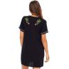 imageBack From Bali Womens Mexican Embroidered Dress Short Casual Boho Summer Floral Tunic Top Shift with Pockets RayonBlack
