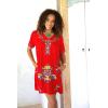 imageBack From Bali Womens Mexican Embroidered Dress Short Casual Boho Summer Floral Tunic Top Shift with Pockets RayonRed