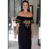 imageBack From Bali Womens Off Shoulder Long Mexican Embroidered Dress Maxi Boho Floral Summer Peasant DressRed