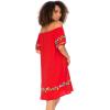imageBack From Bali Womens Off Shoulder Short Mexican Embroidered Dress Floral Boho Peasant Dress Tunic TopRed