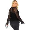 imageBack From Bali Womens Plus Size Sheer Shrug Cardigan Long Bell Sleeves Lightweight Knit Bolero 2X 3X 4XBlack