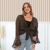 imageBack From Bali Womens Plus Size Sheer Shrug Cardigan Long Bell Sleeves Lightweight Knit Bolero 2X 3X 4XBlack Gold