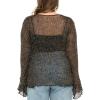 imageBack From Bali Womens Plus Size Sheer Shrug Cardigan Long Bell Sleeves Lightweight Knit Bolero 2X 3X 4XBlack Gold