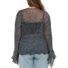 imageBack From Bali Womens Plus Size Sheer Shrug Cardigan Long Bell Sleeves Lightweight Knit Bolero 2X 3X 4XBlack Silver