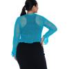 imageBack From Bali Womens Plus Size Sheer Shrug Cardigan Long Bell Sleeves Lightweight Knit Bolero 2X 3X 4XTurquoise