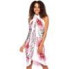 imageBack From Bali Womens Print Sarong Swimsuit Beach Cover Up Wrap Skirt PareoHibiscus White Pink