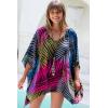 imageBack From Bali Womens Short Beach Swimsuit Cover Up Caftan Pullover Floral Poncho for Bathing SuitBamboo Pink