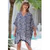 imageBack From Bali Womens Short Beach Swimsuit Cover Up Caftan Pullover Floral Poncho for Bathing SuitBlack