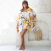 imageBack From Bali Womens Short Beach Swimsuit Cover Up Caftan Pullover Floral Poncho for Bathing SuitBlossom Yellow