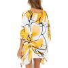 imageBack From Bali Womens Short Beach Swimsuit Cover Up Caftan Pullover Floral Poncho for Bathing SuitBlossom Yellow