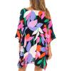 imageBack From Bali Womens Short Beach Swimsuit Cover Up Caftan Pullover Floral Poncho for Bathing SuitPop Floral Black