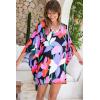imageBack From Bali Womens Short Beach Swimsuit Cover Up Caftan Pullover Floral Poncho for Bathing SuitPop Floral Black