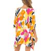 imageBack From Bali Womens Short Beach Swimsuit Cover Up Caftan Pullover Floral Poncho for Bathing SuitPop Floral White