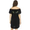 imageBack From Bali Womens Short Dress Off Shoulder Embroidery Tunic Mexican StyleBlack