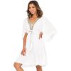 imageBack From Bali Womens Short Sundress Flowy Boho Beach Dress with Beaded Deep V Neck Casual Sexy Summer Party DressWhite