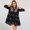 imageBack From Bali Womens Short Sundress Flowy Boho Beach Dress with Embroidered V Neck Casual Sexy Summer Party DressBlack