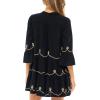imageBack From Bali Womens Short Sundress Flowy Boho Beach Dress with Embroidered V Neck Casual Sexy Summer Party DressBlack