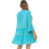 imageBack From Bali Womens Short Sundress Flowy Boho Beach Dress with Embroidered V Neck Casual Sexy Summer Party DressTurquoise