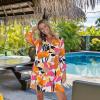 imageBack From Bali Womens Short Sundress Flowy Boho Beach Dress with Embroidered V Neck Casual Sexy Summer Party DressWhite Floral Pop