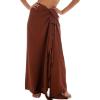imageBack From Bali Womens Beaded Sarong Swimsuit Beach Cover Up Bathing Suit Bikini Wrap with Coconut ClipBrown