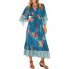 imageBack From Bali Womens Casual Boho Dress Long Maxi Flowy Dresses with Deep V Neck Summer SundressSapphire Floral