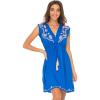 imageBack From Bali Womens Dress Boho Embroidered Sleeveless Summer Sundress Deep V Neck Midi Short DressRoyal
