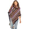 imageBack From Bali Womens Knit Sweater Cape Boho Soft T Neck Cowl Neck Poncho TasselsColorful