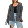 imageBack From Bali Womens Plus Size Sheer Shrug Cardigan Long Bell Sleeves Lightweight Knit Bolero 2X 3X 4XBlack Silver