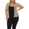 imageBack From Bali Womens Plus Size Shrug Short Sleeve Sheer Cardigan Lightweight Knit Bolero Arm Cover 2x 3x 4xMocca