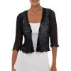 imageBack From Bali Womens Sheer Shrug Cardigan Lightweight KnitBlack