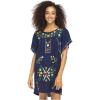 imageBack From Bali Womens Short Dress Mexican Embroidered Short Sleeves Cover UpNavy