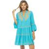 imageBack From Bali Womens Short Sundress Flowy Boho Beach Dress with Embroidered V Neck Casual Sexy Summer Party DressTurquoise