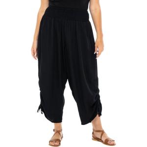 imageBack From Bali Womens Boho Wide Leg Loose Pants Cropped Rayon Summer Beach Pants Smocked Waist S4XLBlack