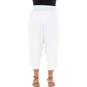 imageBack From Bali Womens Boho Wide Leg Loose Pants Cropped Rayon Summer Beach Pants Smocked Waist S4XLWhite
