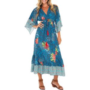 imageBack From Bali Womens Casual Boho Dress Long Maxi Flowy Dresses with Deep V Neck Summer SundressSapphire Floral