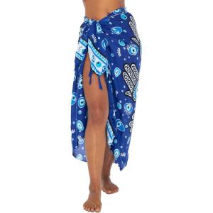 imageBack From Bali Womens Evil Eye Sarong Swimsuit Cover Up Greek Island Third Eye Pareo Wrap SkirtNavy Eye
