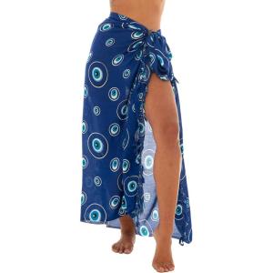 imageBack From Bali Womens Evil Eye Sarong Swimsuit Cover Up Greek Island Third Eye Pareo Wrap SkirtParos Blue
